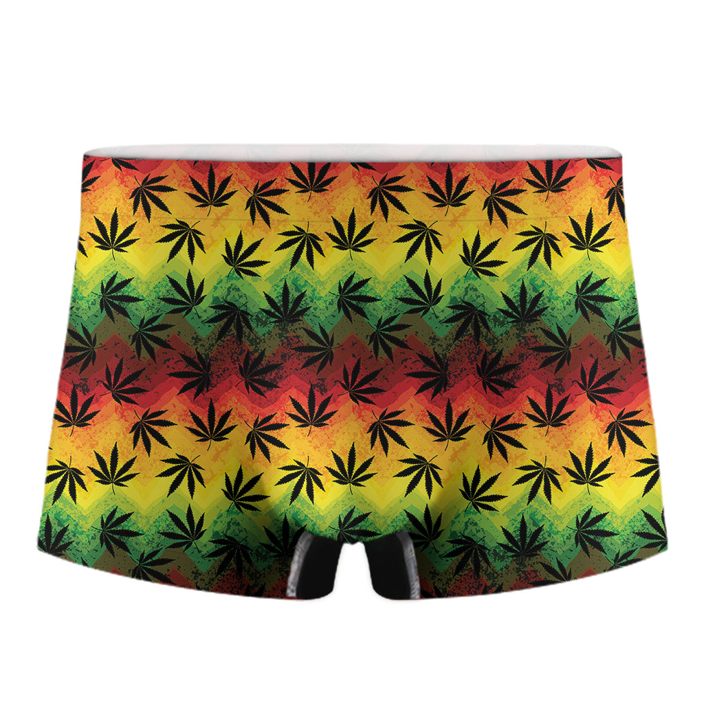 Cannabis Rasta Pattern Print Men's Boxer Briefs