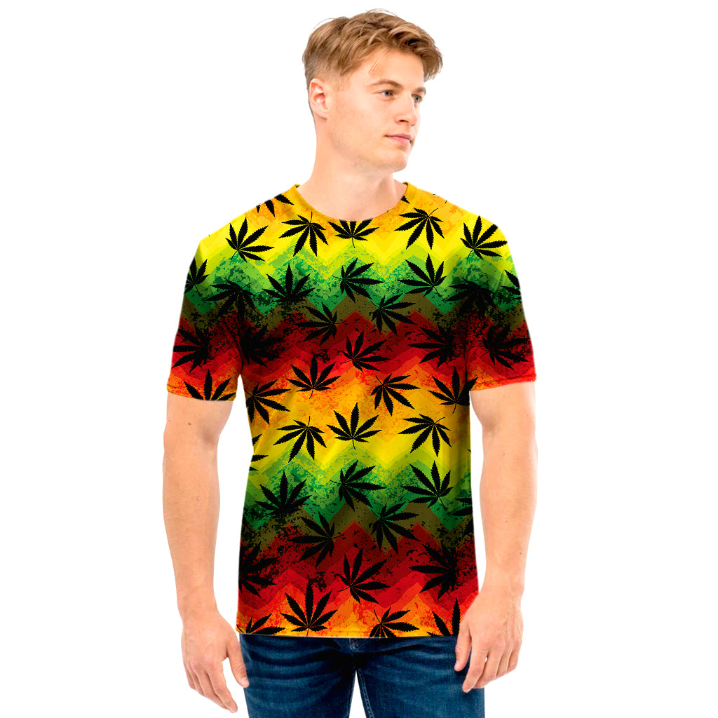 Cannabis Rasta Pattern Print Men's T-Shirt