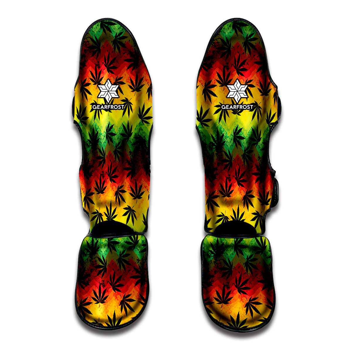 Cannabis Rasta Pattern Print Muay Thai Shin Guards