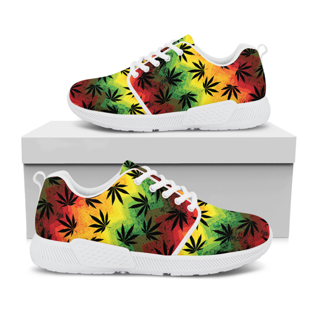 Cannabis Rasta Pattern Print White Athletic Shoes