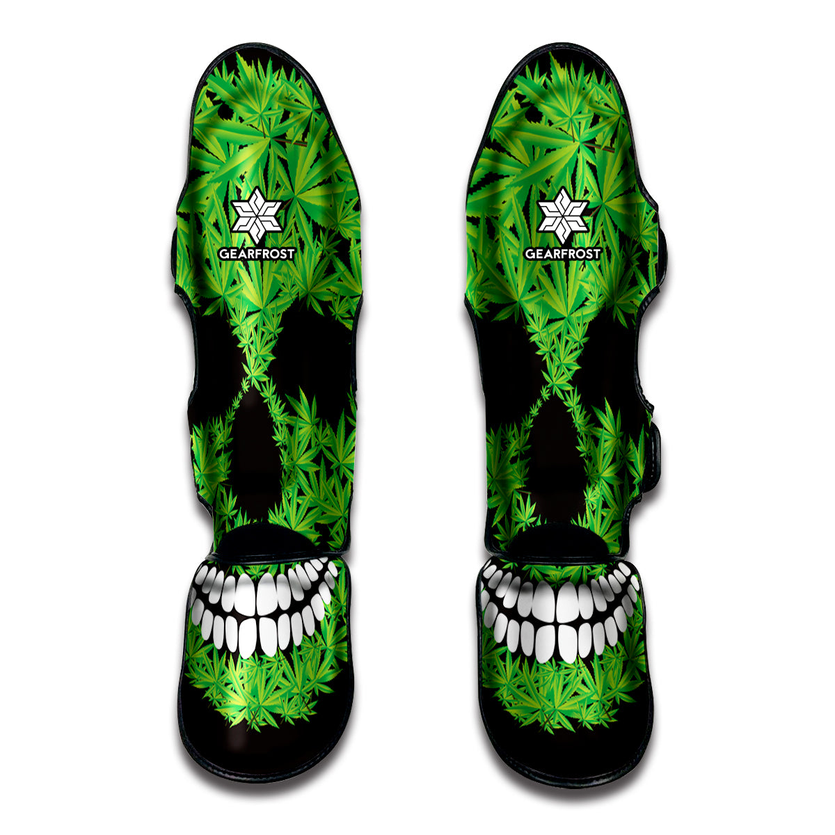 Cannabis Skull Print Muay Thai Shin Guards