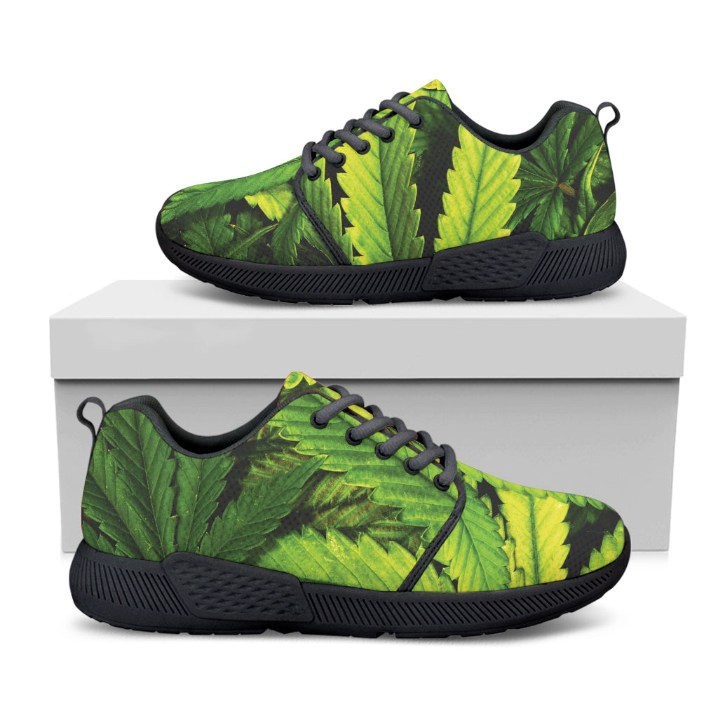 Cannabis Texture Print Black Athletic Shoes