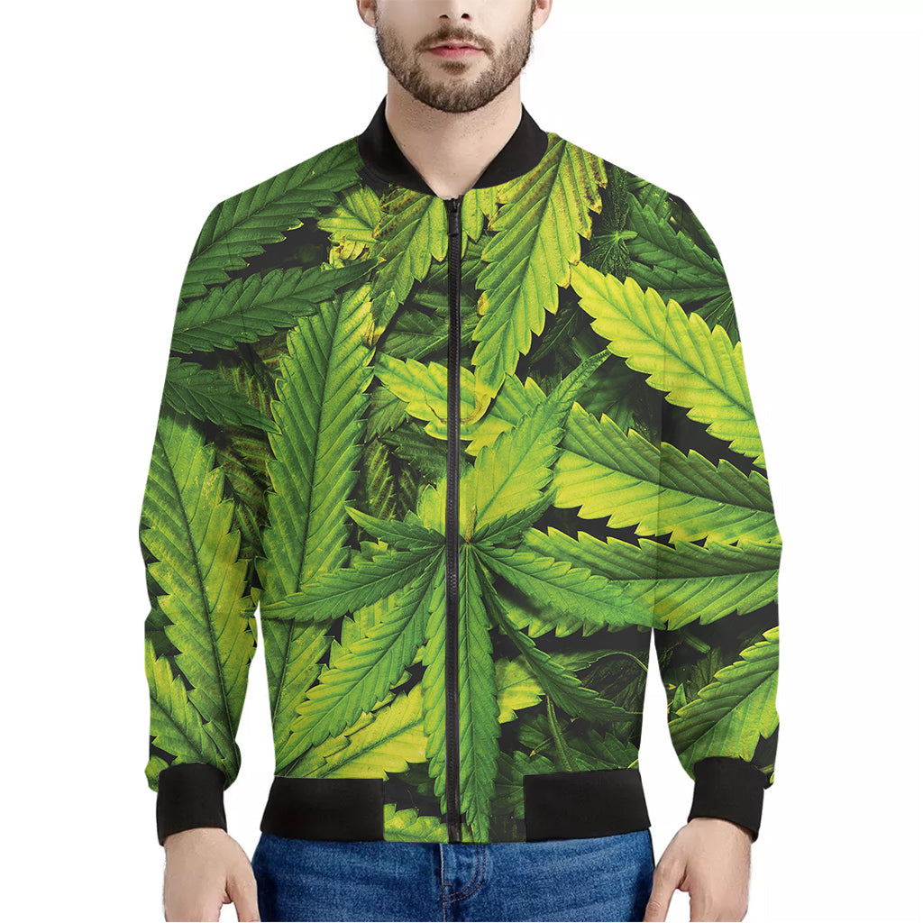 Cannabis Texture Print Men's Bomber Jacket