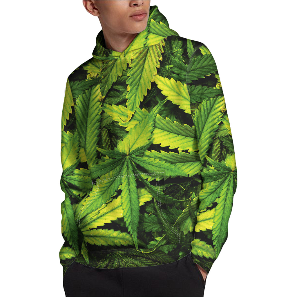 Cannabis Texture Print Pullover Hoodie