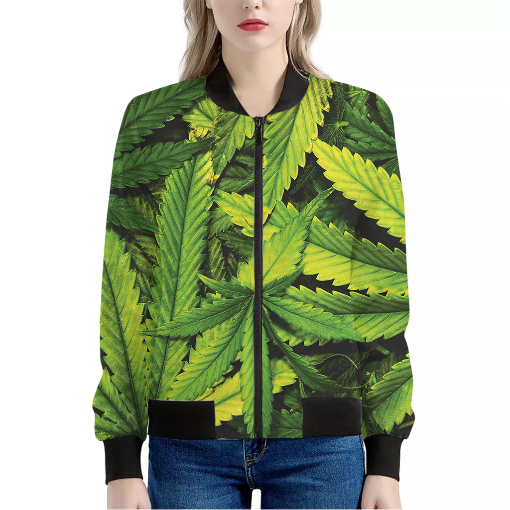 Cannabis Texture Print Women's Bomber Jacket