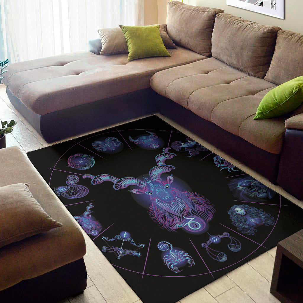 Capricorn And Astrological Signs Print Area Rug