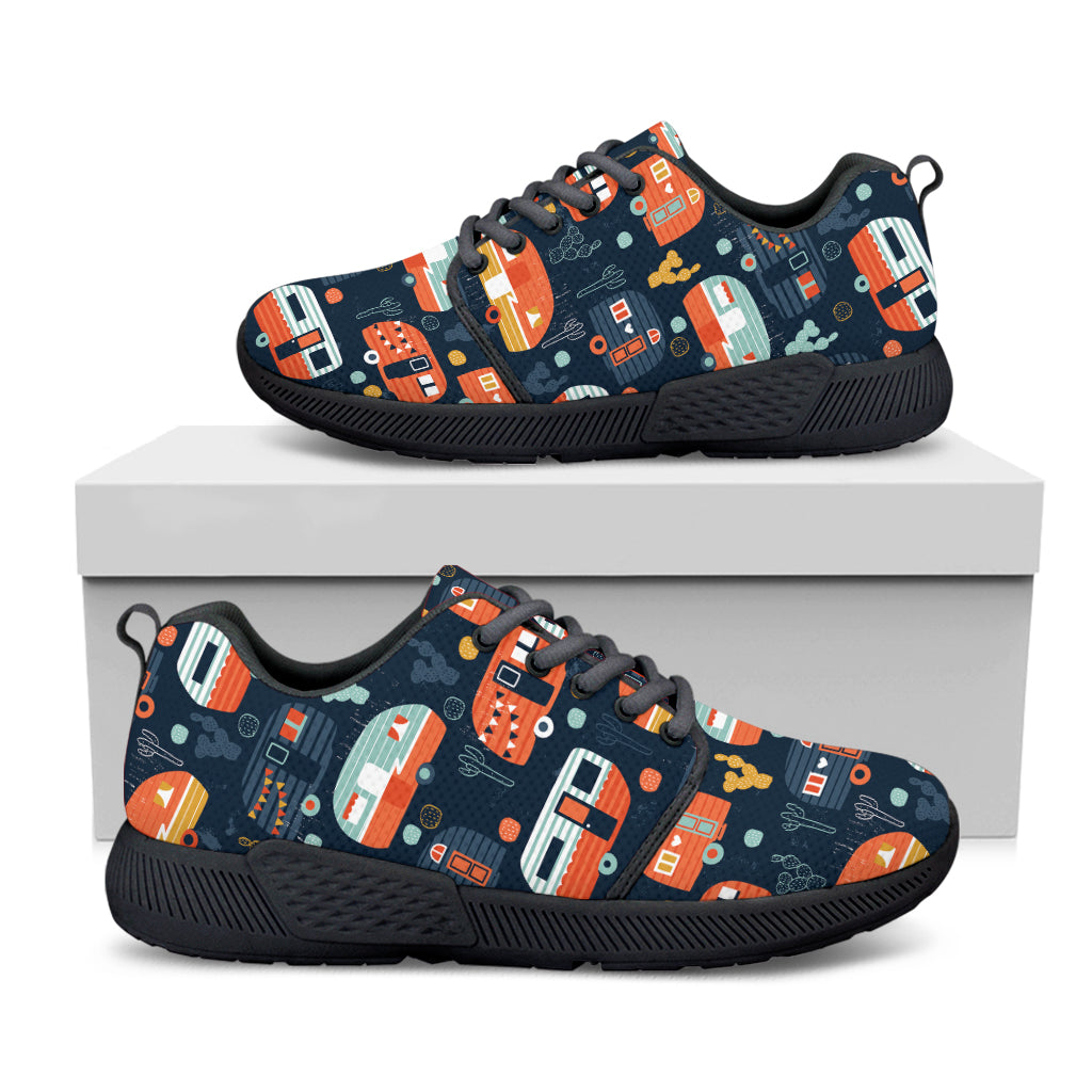 Caravan Camping Pattern Print Black Athletic Shoes