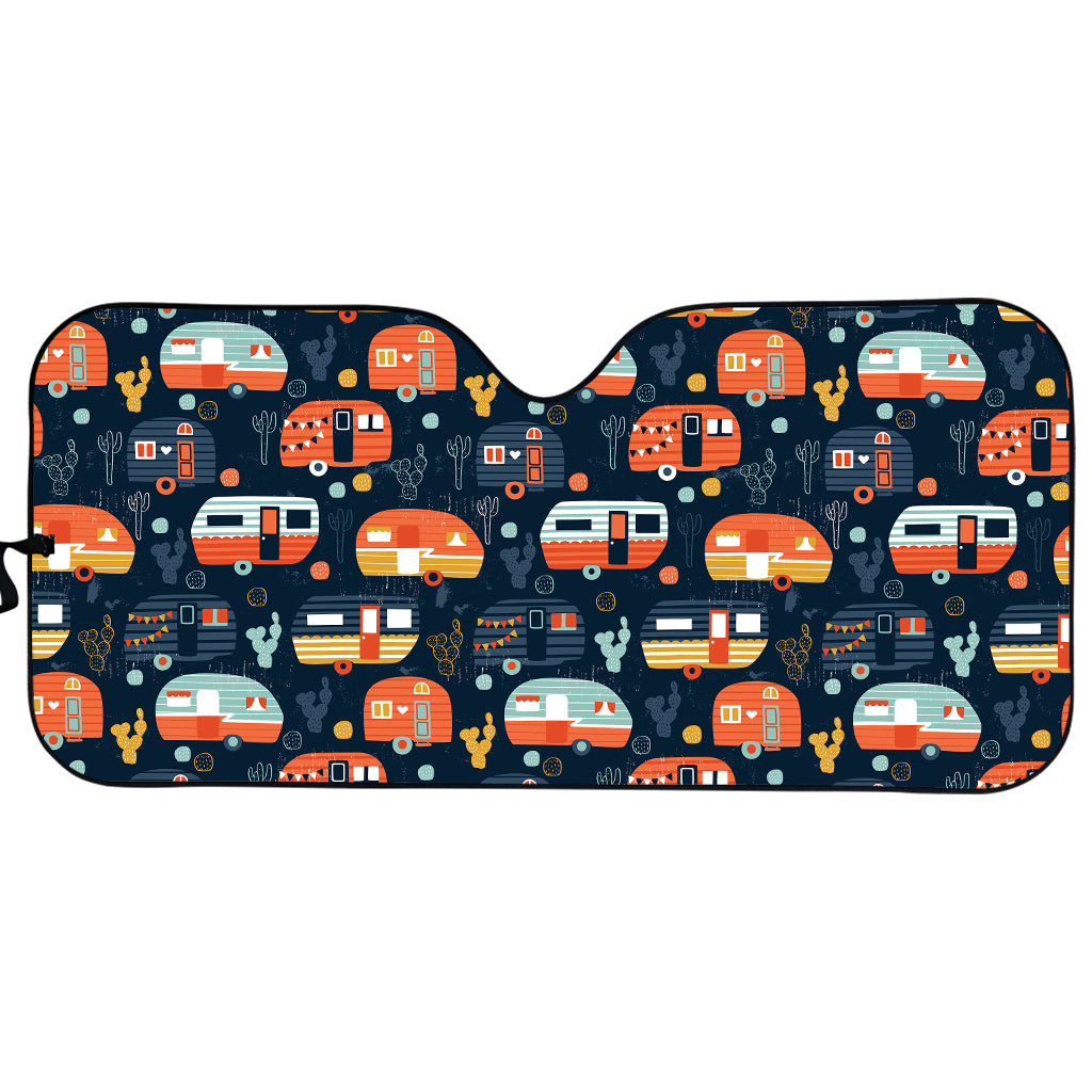 Caravan Camping Pattern Print Car Sun Shade