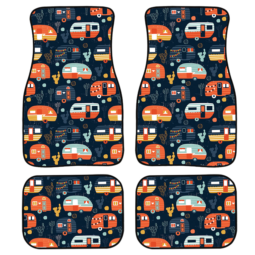 Caravan Camping Pattern Print Front and Back Car Floor Mats