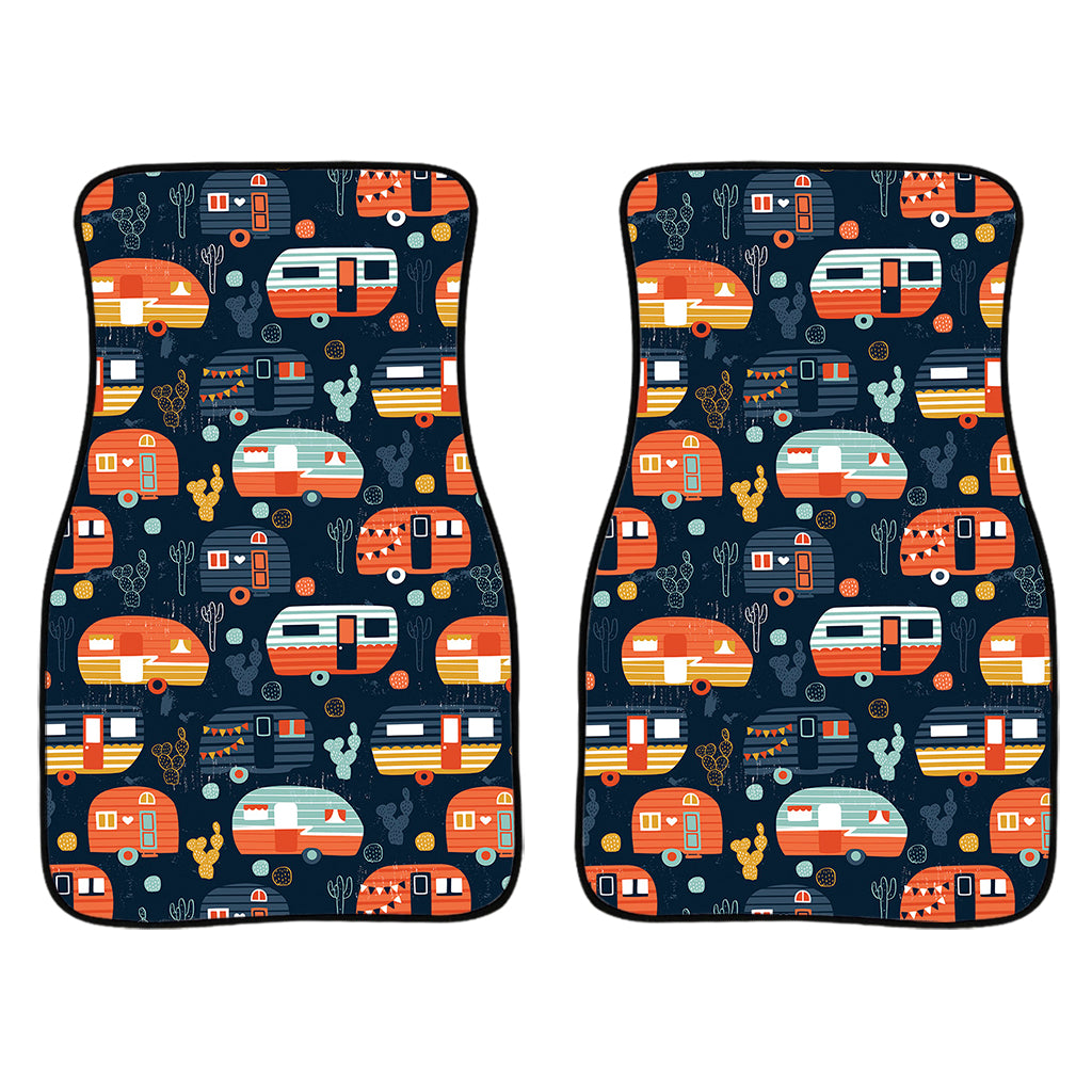 Caravan Camping Pattern Print Front Car Floor Mats