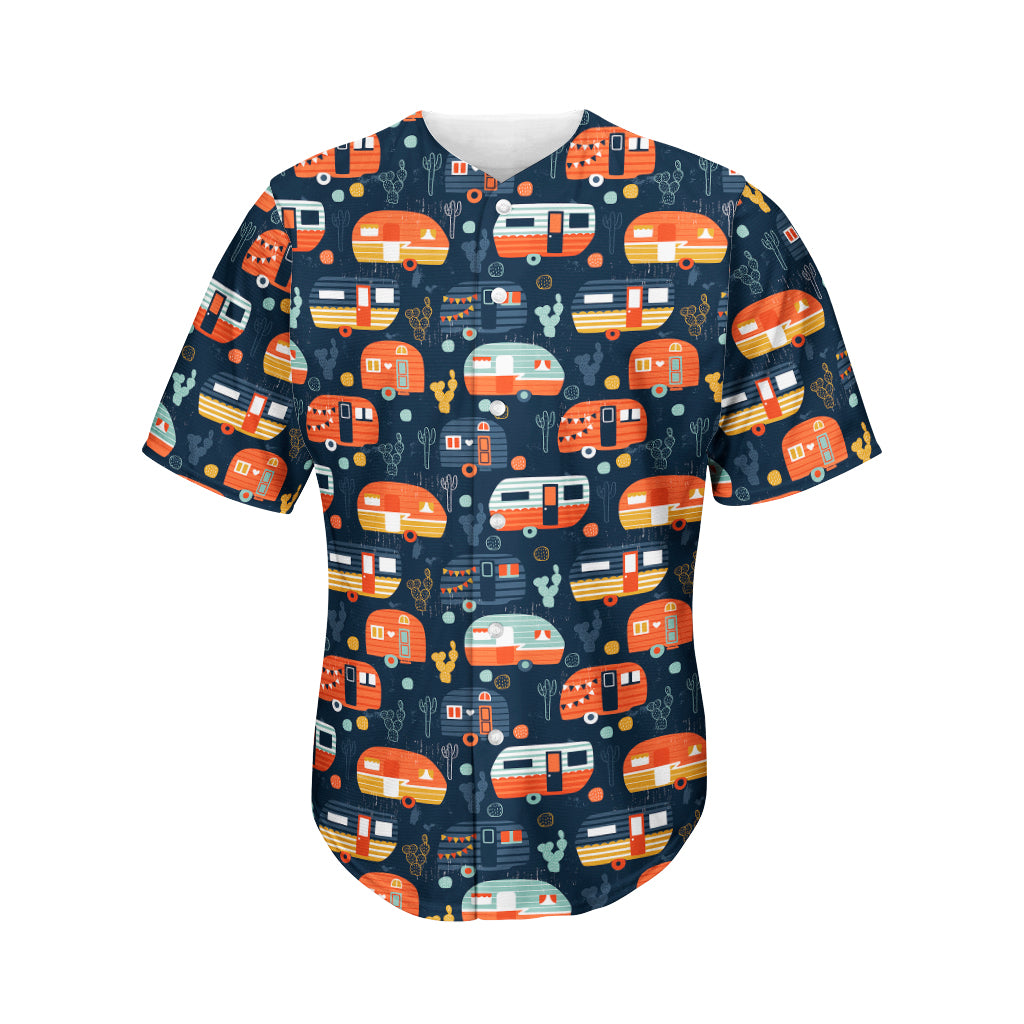 Caravan Camping Pattern Print Men's Baseball Jersey