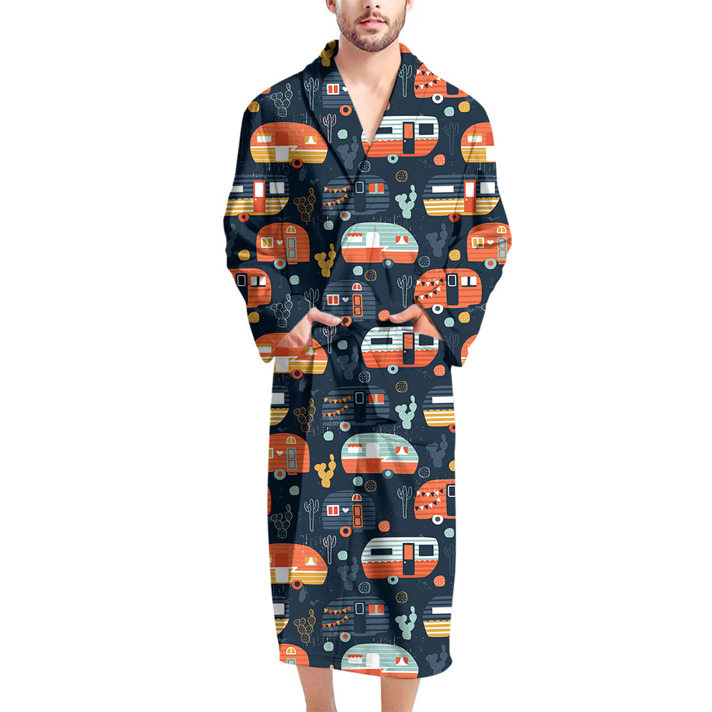 Caravan Camping Pattern Print Men's Bathrobe