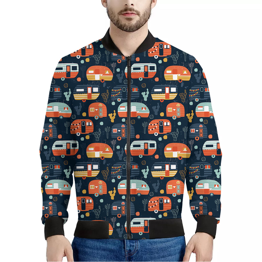 Caravan Camping Pattern Print Men's Bomber Jacket