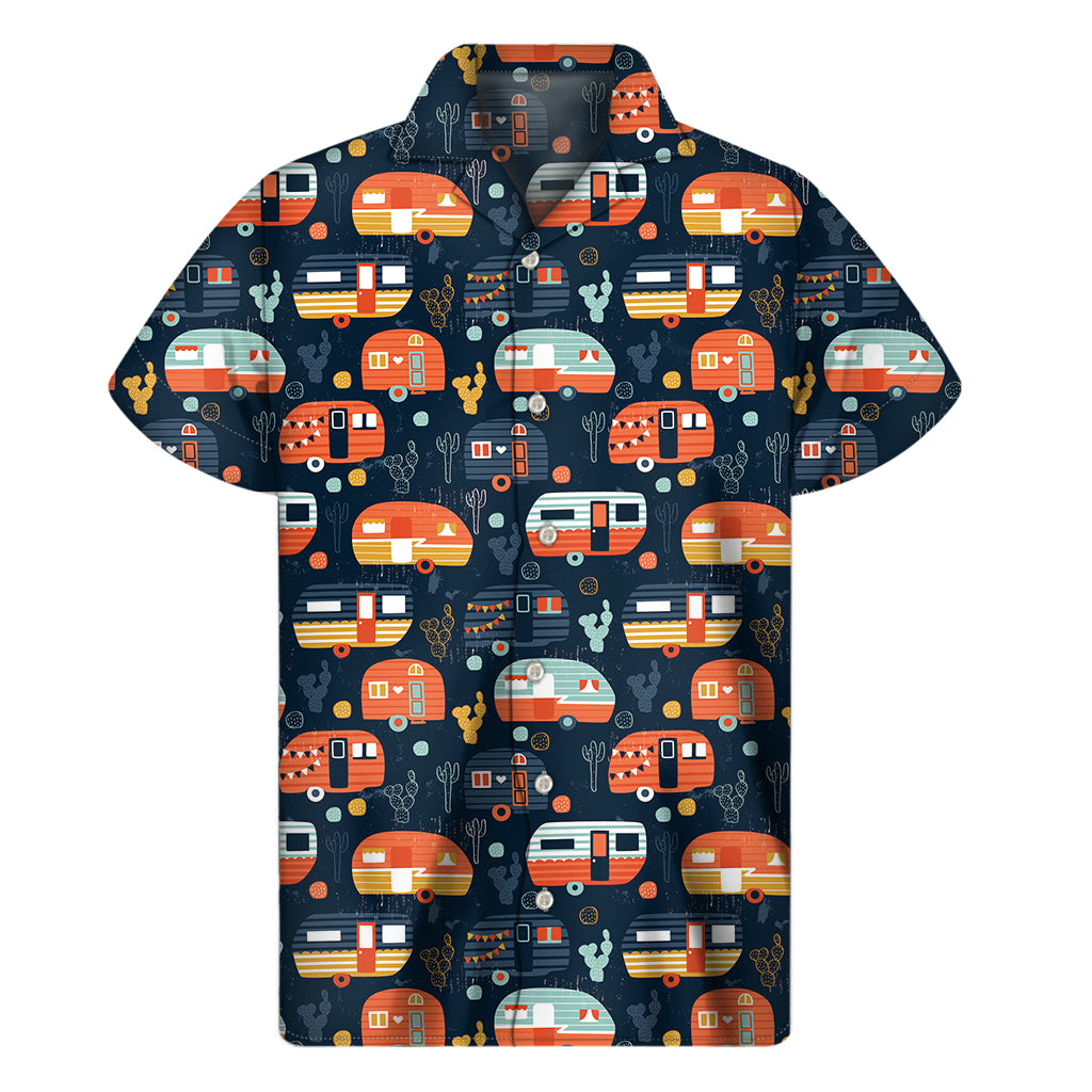 Caravan Camping Pattern Print Men's Short Sleeve Shirt