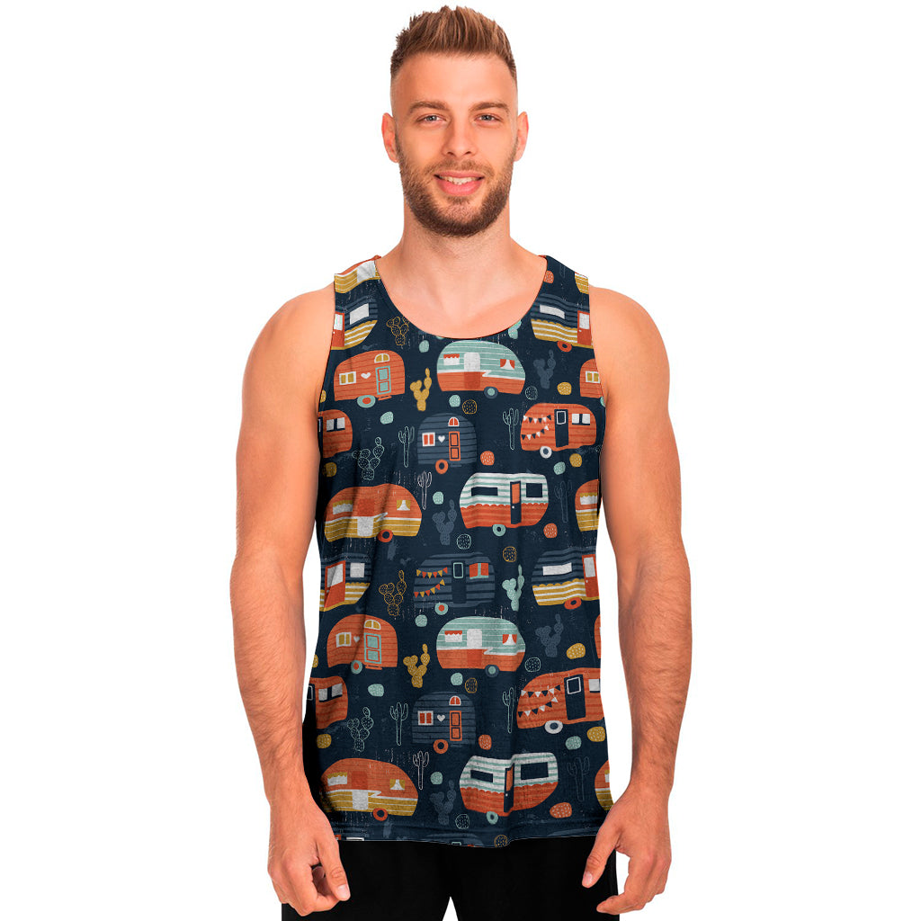 Caravan Camping Pattern Print Men's Tank Top