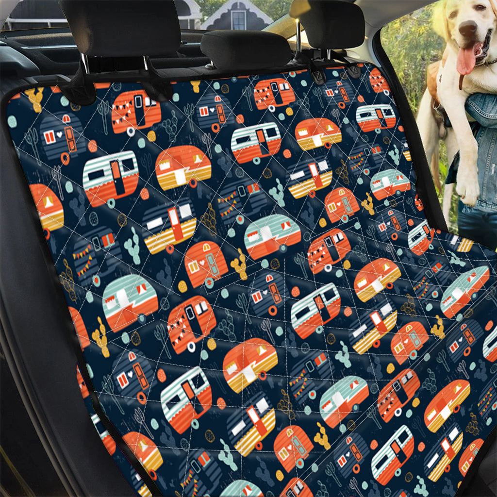 Caravan Camping Pattern Print Pet Car Back Seat Cover