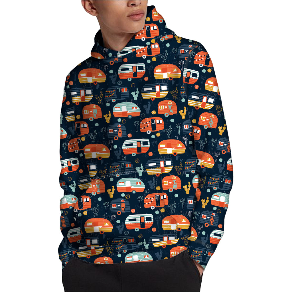 Caravan Camping Pattern Print Pullover Hoodie