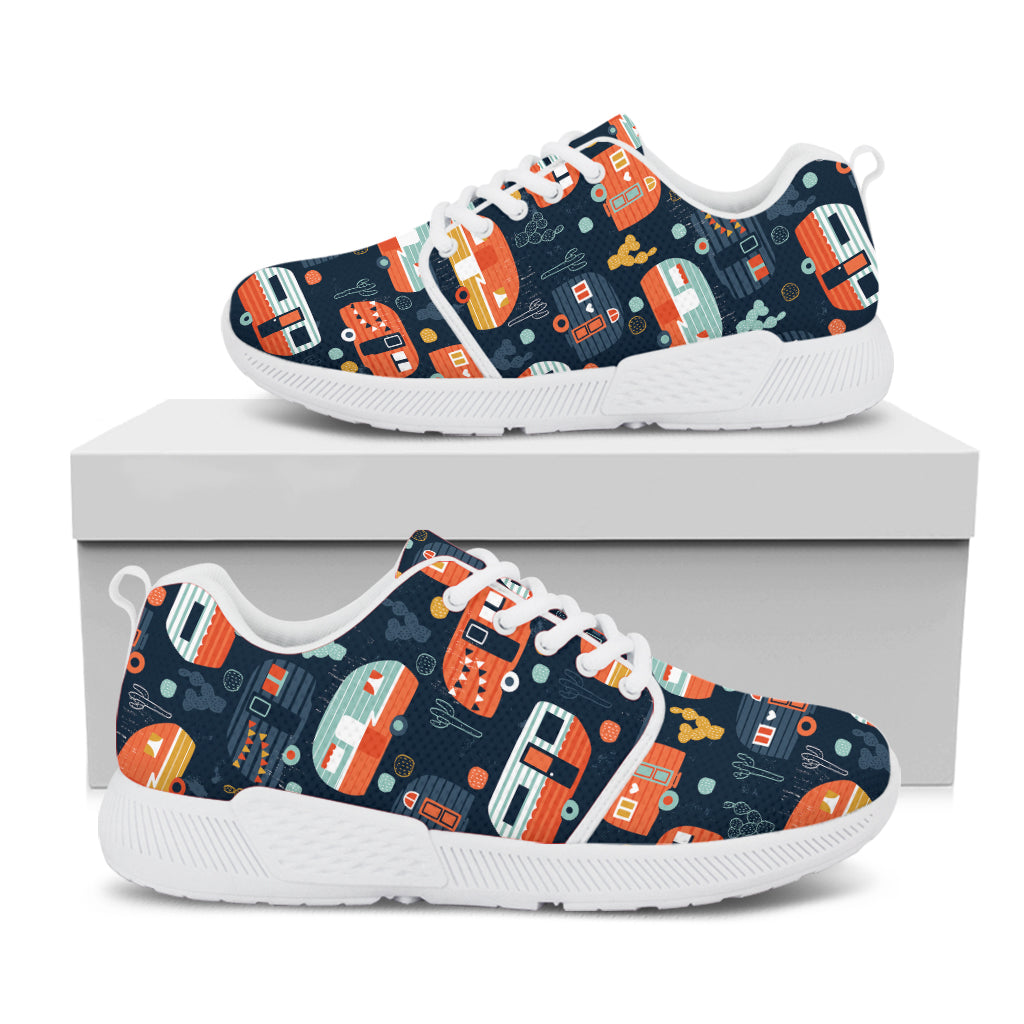 Caravan Camping Pattern Print White Athletic Shoes