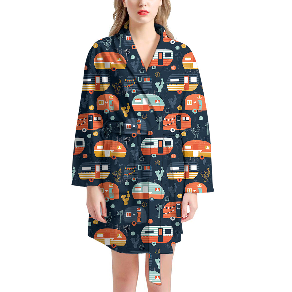 Caravan Camping Pattern Print Women's Bathrobe