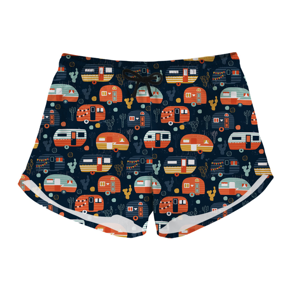 Caravan Camping Pattern Print Women's Shorts