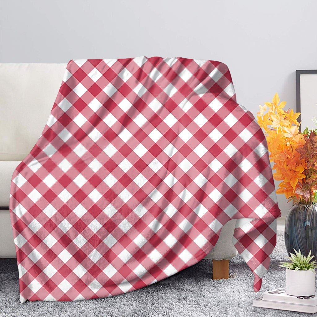 Cardinal Red And White Gingham Print Blanket