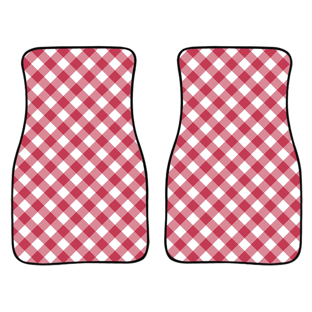 Cardinal Red And White Gingham Print Front Car Floor Mats