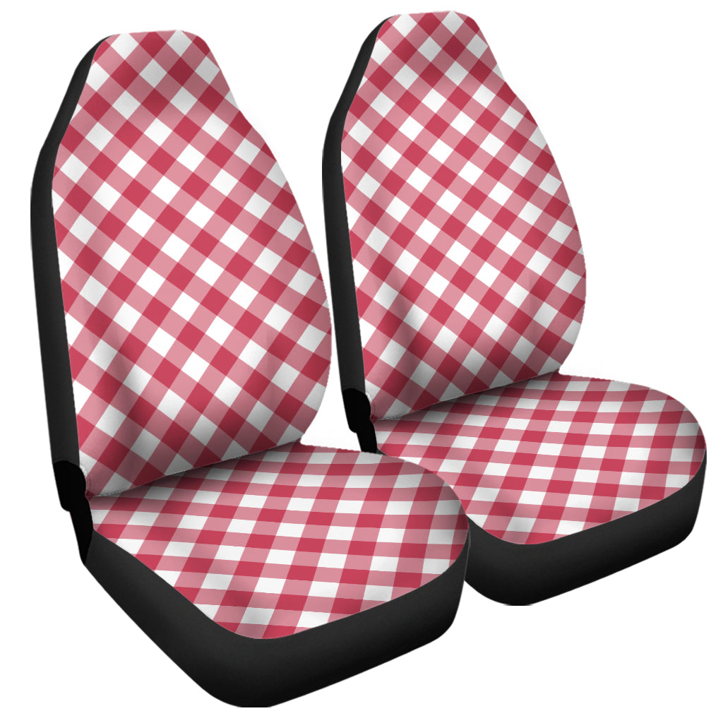 Cardinal Red And White Gingham Print Universal Fit Car Seat Covers