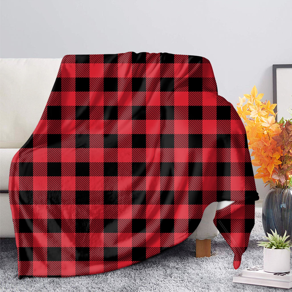 Cardinal Red Buffalo Check Pattern Print Blanket