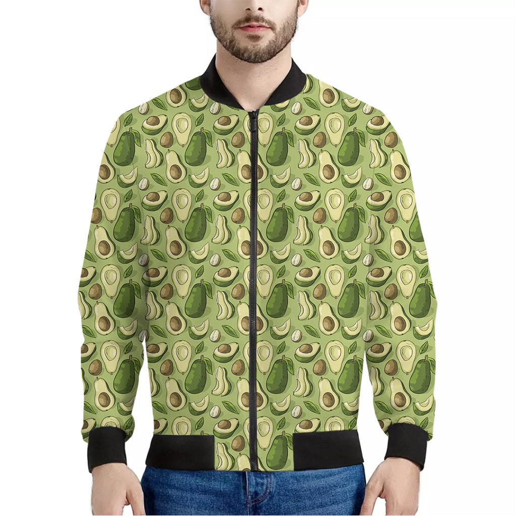 Cartoon Avocado Pattern Print Men's Bomber Jacket