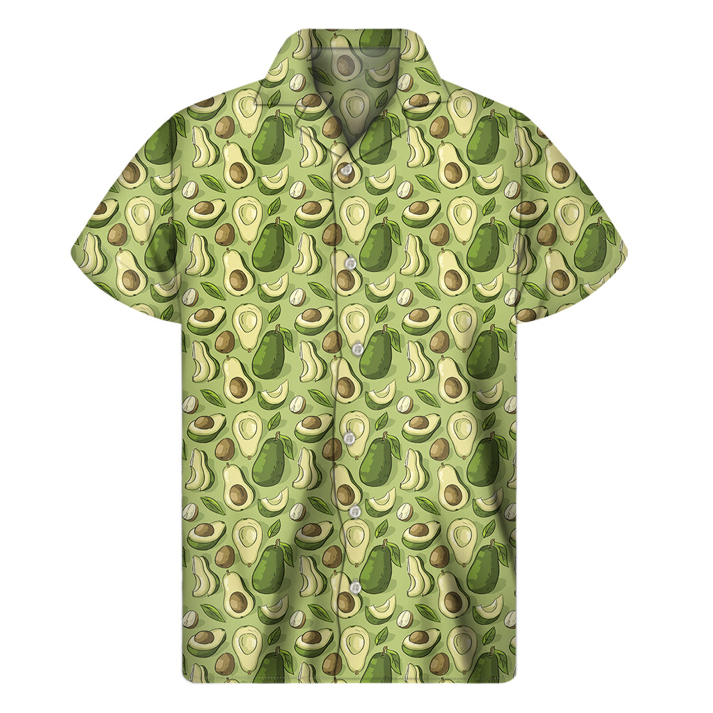 Cartoon Avocado Pattern Print Men's Short Sleeve Shirt