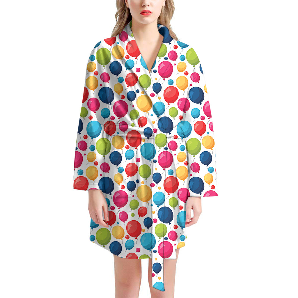 Cartoon Balloon Pattern Print Women's Bathrobe