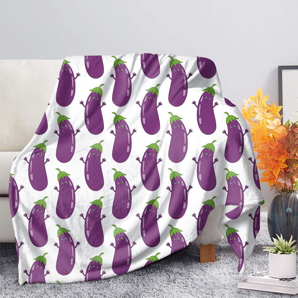 Cartoon Eggplant Pattern Print Blanket