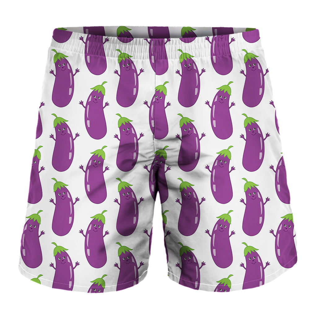 Cartoon Eggplant Pattern Print Men's Shorts