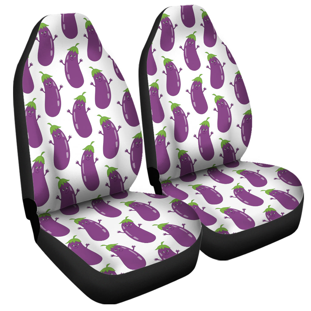 Cartoon Eggplant Pattern Print Universal Fit Car Seat Covers