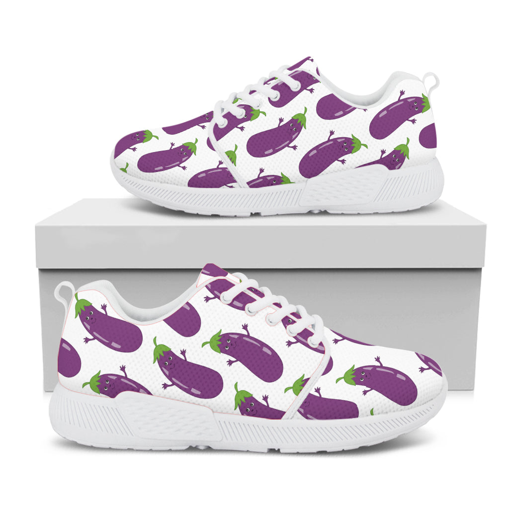 Cartoon Eggplant Pattern Print White Athletic Shoes