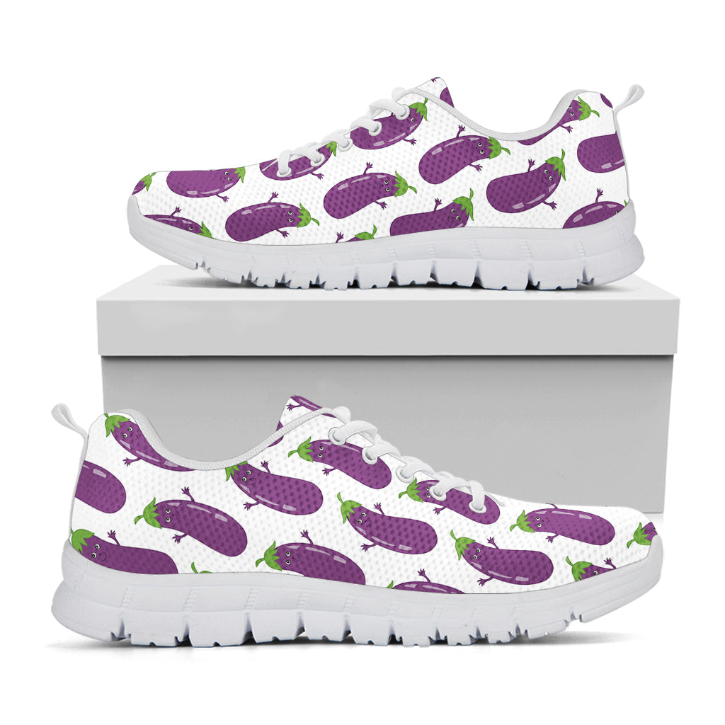 Cartoon Eggplant Pattern Print White Sneakers