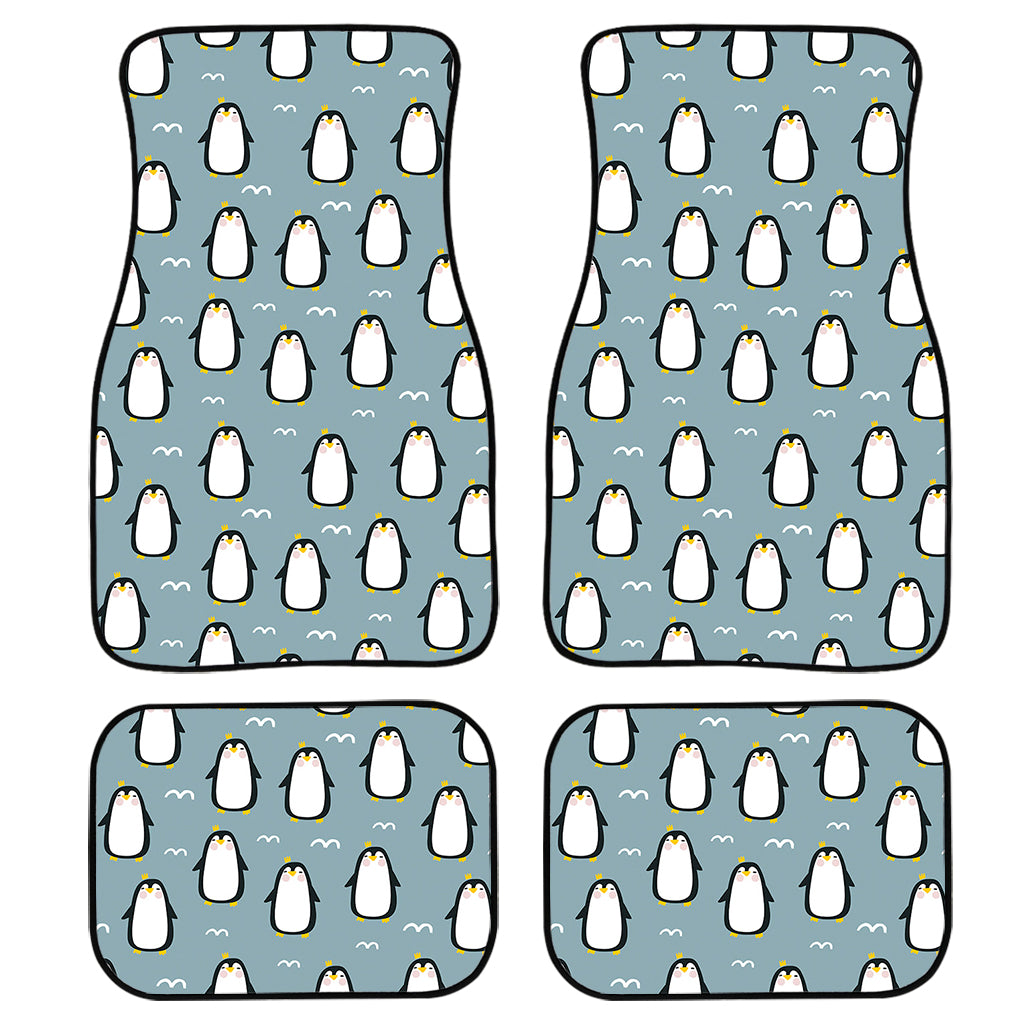 Cartoon Emperor Penguin Pattern Print Front and Back Car Floor Mats