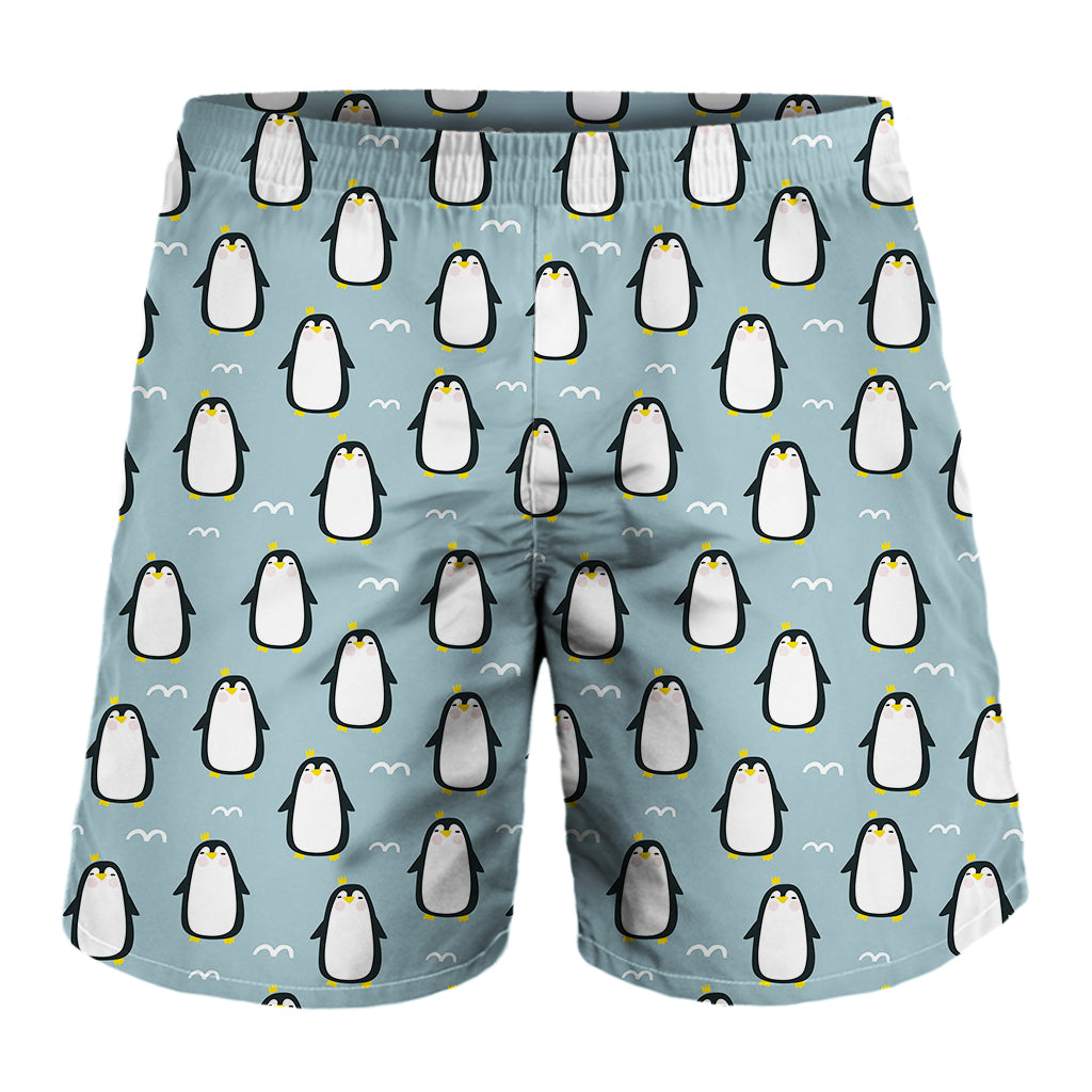 Cartoon Emperor Penguin Pattern Print Men's Shorts