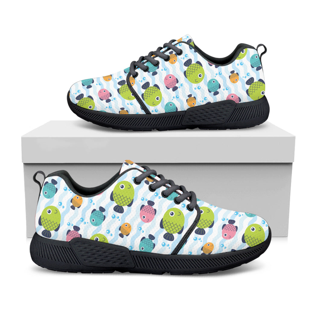 Cartoon Fish Pattern Print Black Athletic Shoes