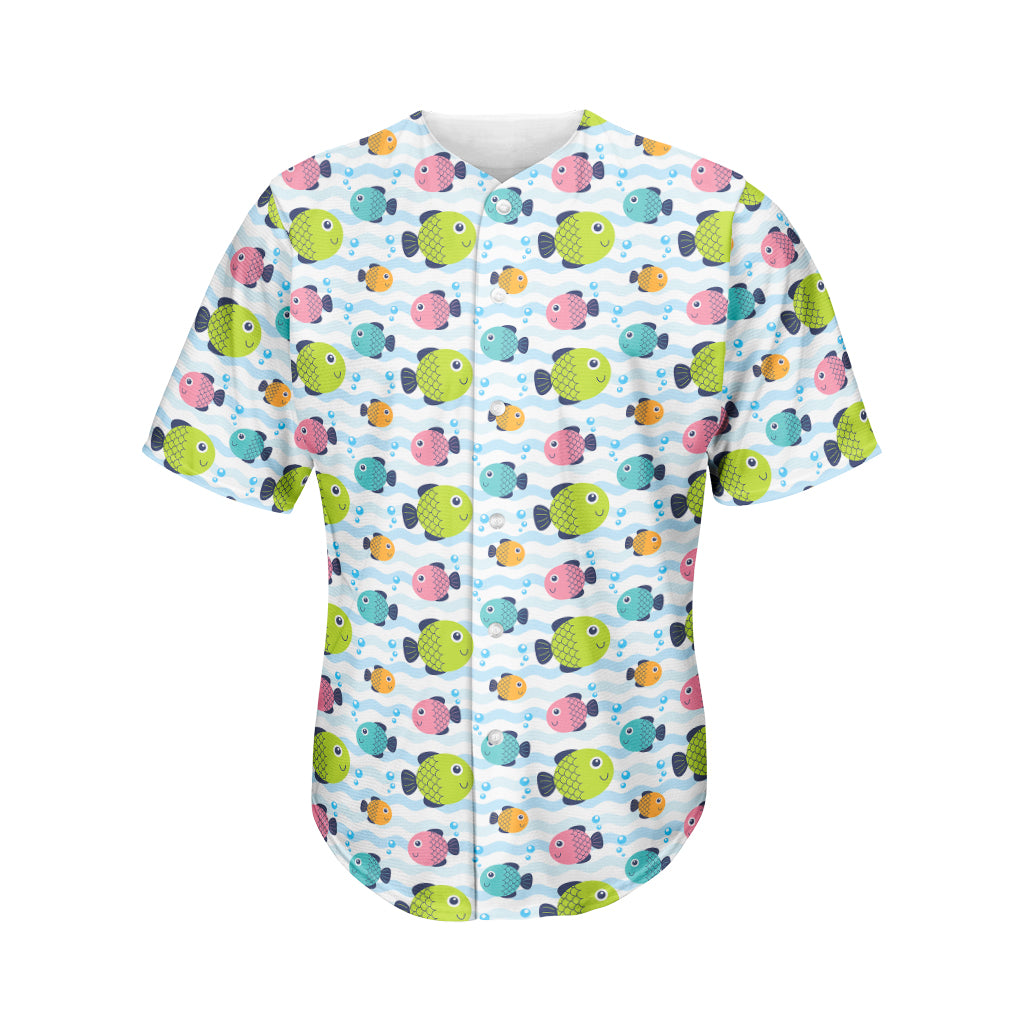 Cartoon Fish Pattern Print Men's Baseball Jersey