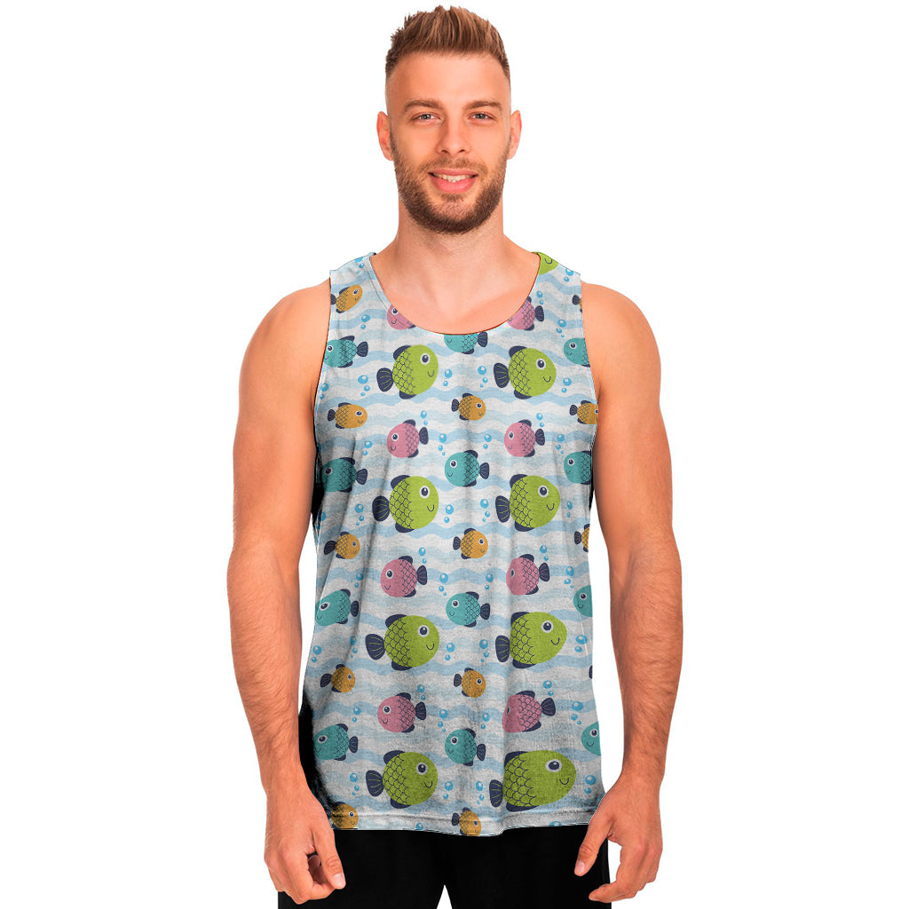 Cartoon Fish Pattern Print Men's Tank Top