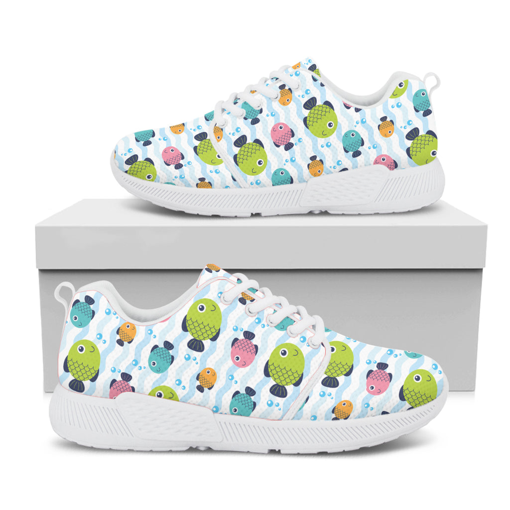 Cartoon Fish Pattern Print White Athletic Shoes