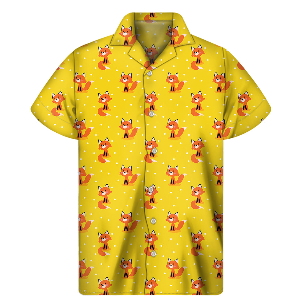 Cartoon Fox Pattern Print Men's Short Sleeve Shirt