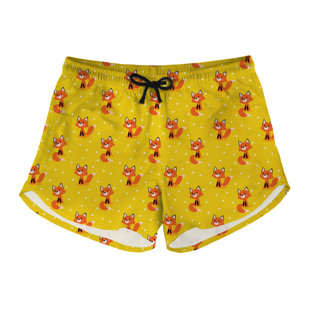 Cartoon Fox Pattern Print Women's Shorts