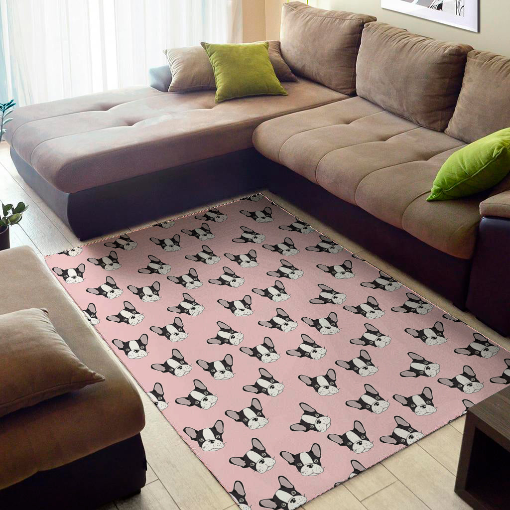 Cartoon French Bulldog Pattern Print Area Rug