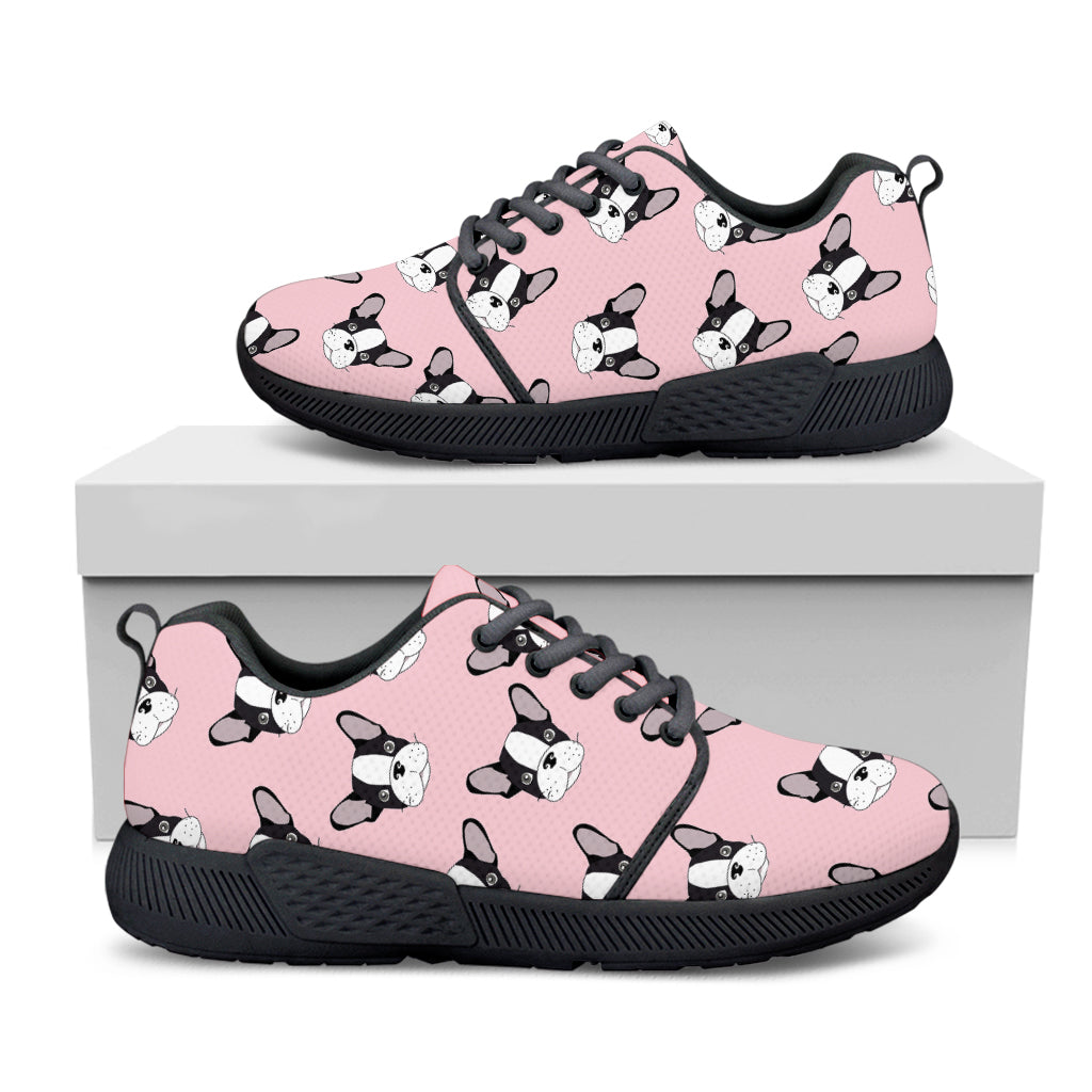 Cartoon French Bulldog Pattern Print Black Athletic Shoes