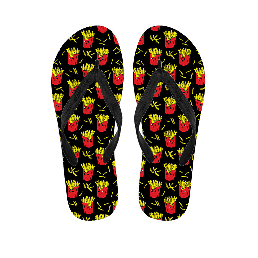 Cartoon French Fries Pattern Print Flip Flops