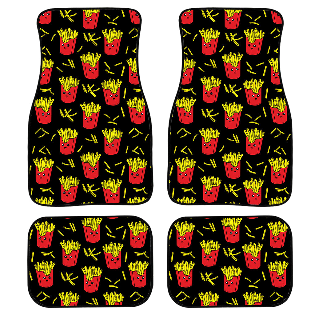 Cartoon French Fries Pattern Print Front and Back Car Floor Mats