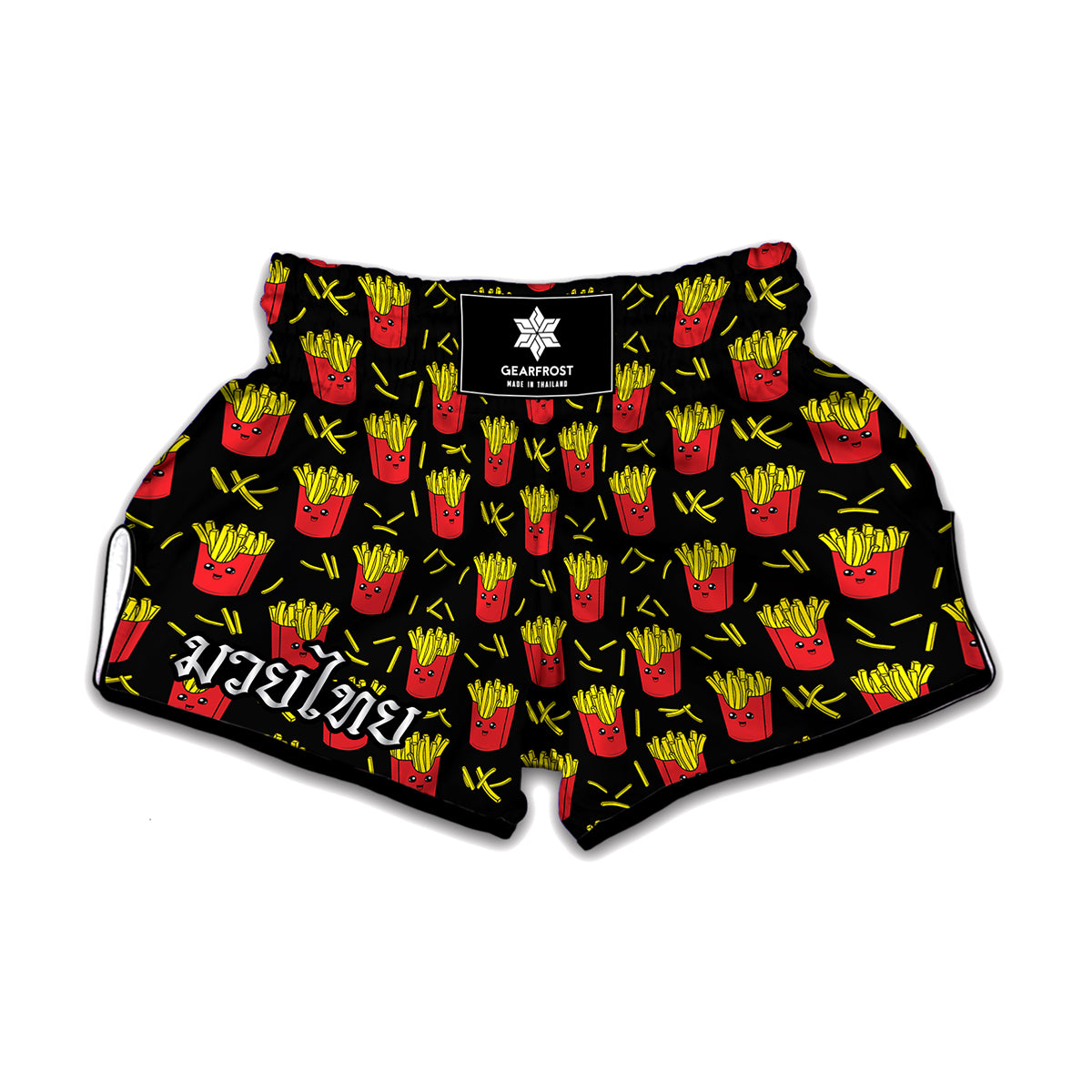 Cartoon French Fries Pattern Print Muay Thai Boxing Shorts