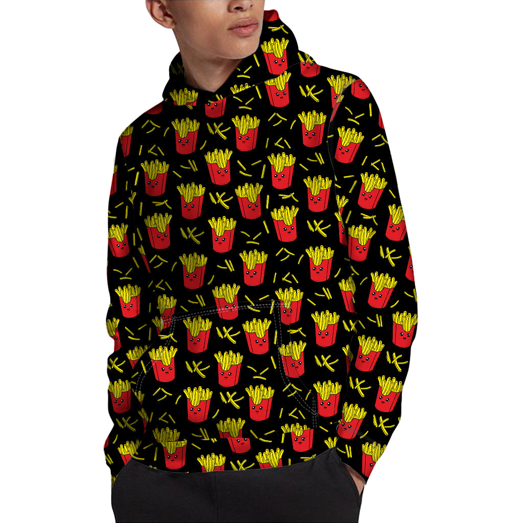 Cartoon French Fries Pattern Print Pullover Hoodie